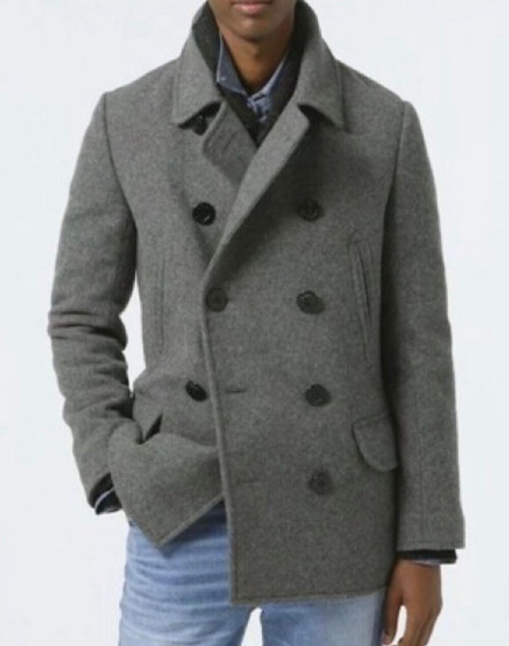 J Crew Dock Peacoat Jacket PrimaLoft Grey Men's S New Classic Preppy